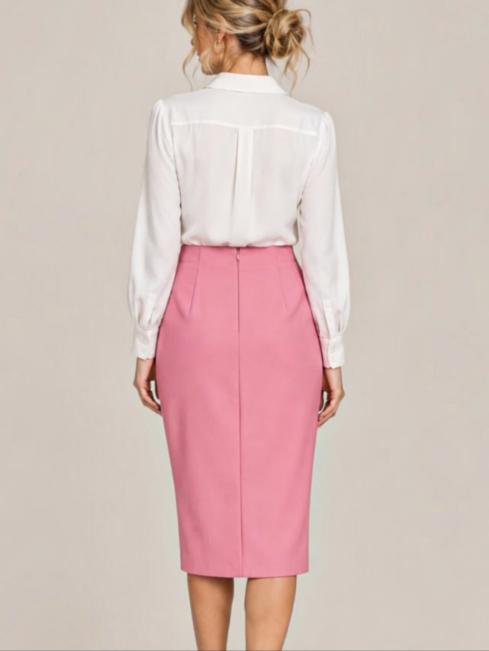 Ashley Stewart Pink Pencil Skirt Size 12 Career Workwear With Stretch - Picture 2 of 5